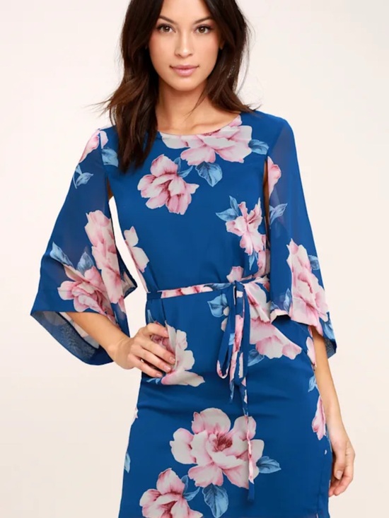 Lulus Dresses & Skirts - Lulus Joyful Noise Blue Floral Print Mini Dress